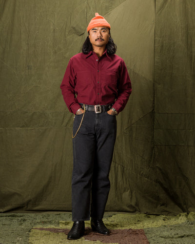 Black Sign 1920s Cow Boy Flannel Shirt - Bordeaux - Standard & Strange