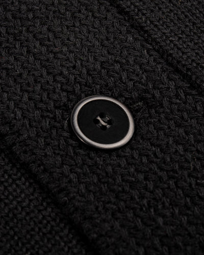 Black Sign 1920s Worsted Byron Collar Jersey x Border Sleeves - Mat Black x Rat Gray Border - Standard & Strange