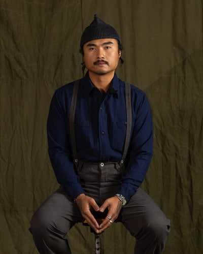 Black Sign 1930s 5.5oz Indigo Dobby Solder Shirt - Dark Indigo - Standard & Strange