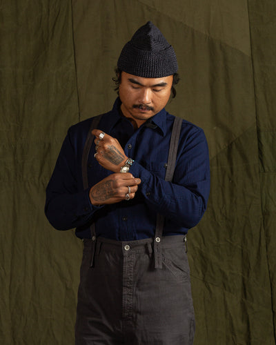 Black Sign 1930s 5.5oz Indigo Dobby Solder Shirt - Dark Indigo - Standard & Strange