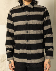 Black Sign 1930s Prison Border Pigpen Shirts - Smoky Gray x Mat Black - Standard & Strange