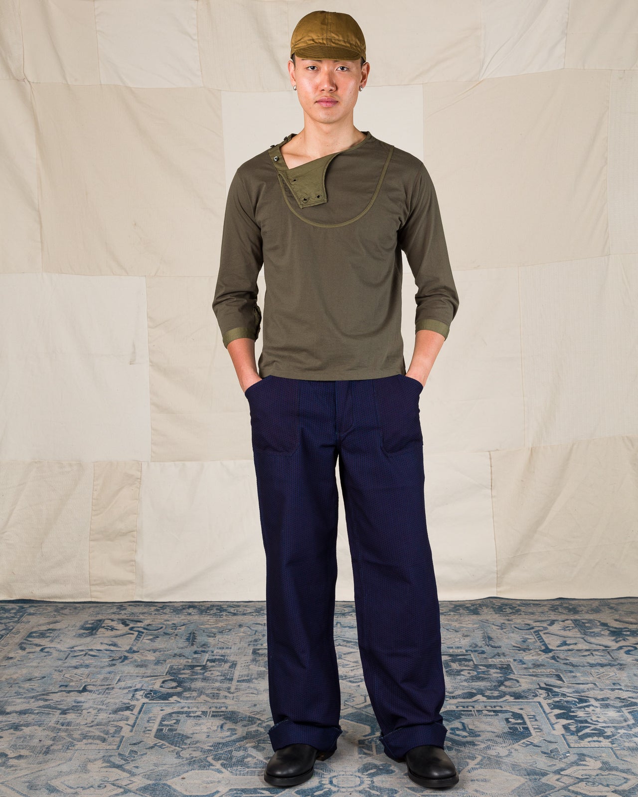 Black Sign 3/4 Sleeve Double Breasted Underwear - Soldier Green - Standard & Strange