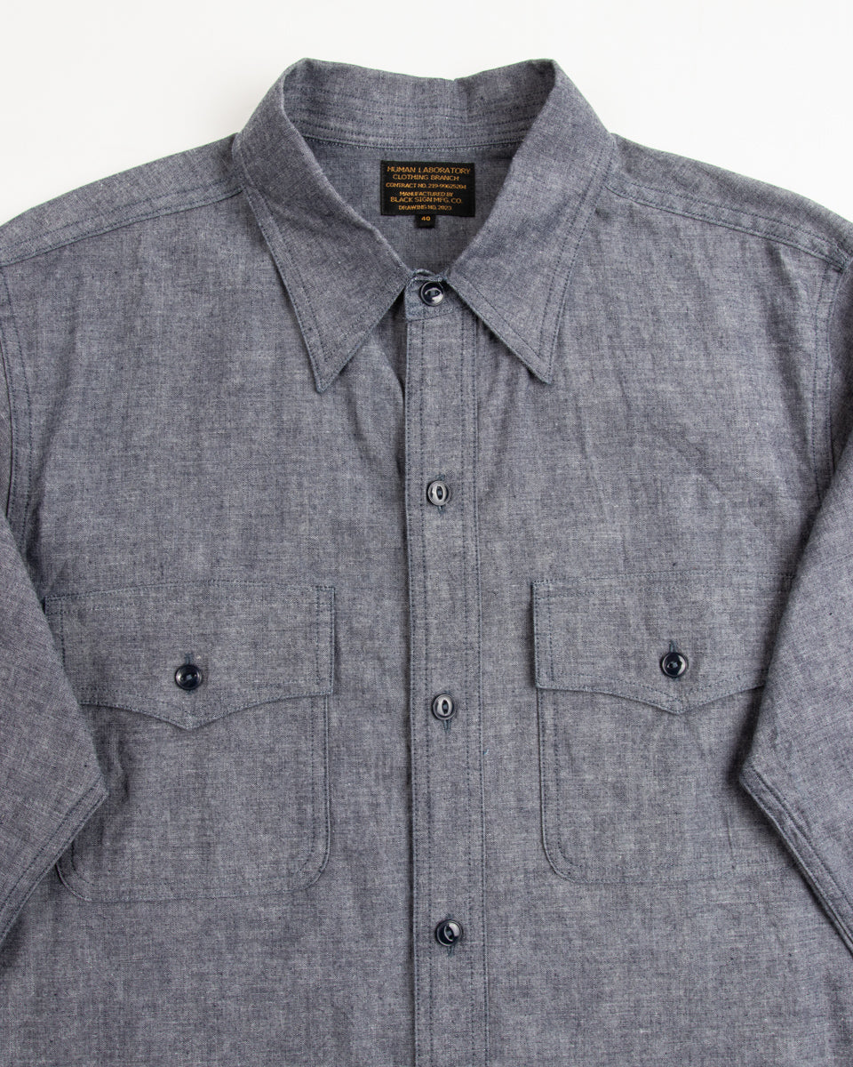 Black Sign 6.5oz Chambray US Navy Shirts - Royal Navy - Standard & Strange