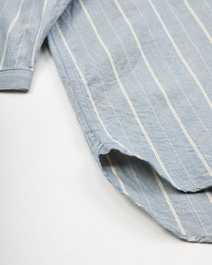 Black Sign Antique Stripe Band Collar Shirt - Ice Blue - Standard & Strange