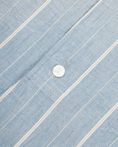 Black Sign Antique Stripe Band Collar Shirt - Ice Blue - Standard & Strange