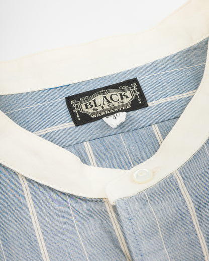 Black Sign Antique Stripe Band Collar Shirt - Ice Blue - Standard & Strange