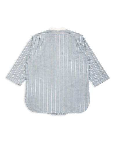 Black Sign Antique Stripe Band Collar Shirt - Ice Blue - Standard & Strange