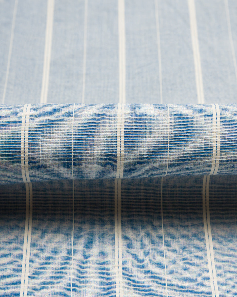 Black Sign Antique Stripe Band Collar Shirt - Ice Blue - Standard & Strange