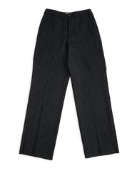 Chalk Stripe Officer Trousers - Midnight Black