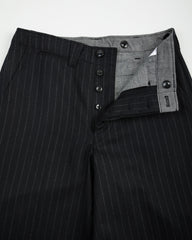 Chalk Stripe Officer Trousers - Midnight Black