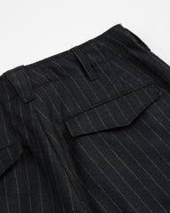 Chalk Stripe Officer Trousers - Midnight Black