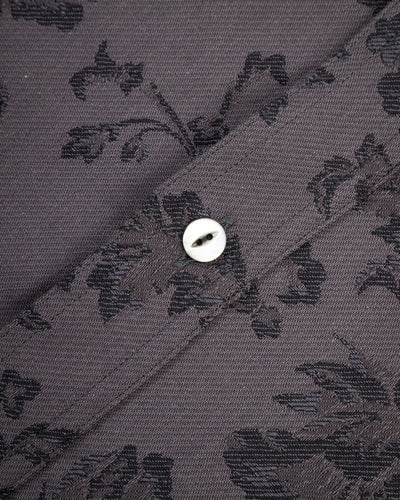 Black Sign Flower Jacquard Heavy Weight Open Pocket Work Shirt - Lead Gray - Standard & Strange