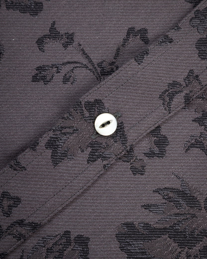 Black Sign Flower Jacquard Heavy Weight Open Pocket Work Shirt - Lead Gray - Standard & Strange