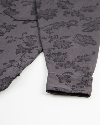 Black Sign Flower Jacquard Heavy Weight Open Pocket Work Shirt - Lead Gray - Standard & Strange