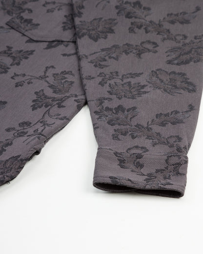 Black Sign Flower Jacquard Heavy Weight Open Pocket Work Shirt - Lead Gray - Standard & Strange