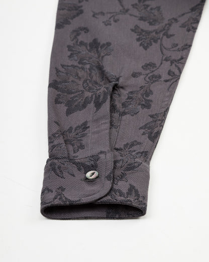 Black Sign Flower Jacquard Heavy Weight Open Pocket Work Shirt - Lead Gray - Standard & Strange