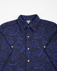 Black Sign Flower Jacquard Heavy Weight Open Pocket Work Shirt - Moon Light Blue - Standard & Strange