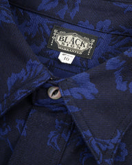 Black Sign Flower Jacquard Heavy Weight Open Pocket Work Shirt - Moon Light Blue - Standard & Strange