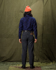 Black Sign Flower Jacquard Heavy Weight Open Pocket Work Shirt - Moon Light Blue - Standard & Strange