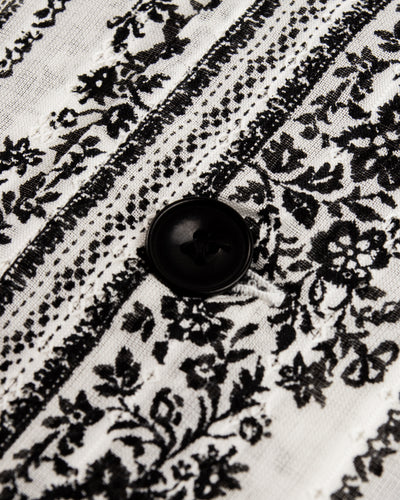 Black Sign Flower Stripe Havana Shirt - Caribbean White - Standard & Strange