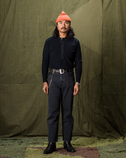 Black Sign Heavyweight 1920s Amish Henley - Black - Standard & Strange