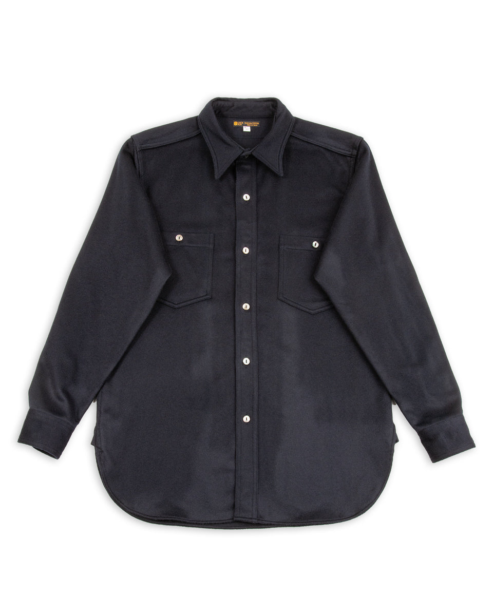 Black Sign Italian Cashmere Open Pocket Work Shirt - Royal Navy