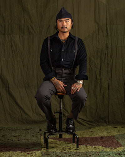 Black Sign Italian Cashmere Open Pocket Work Shirt - Royal Navy - Standard & Strange