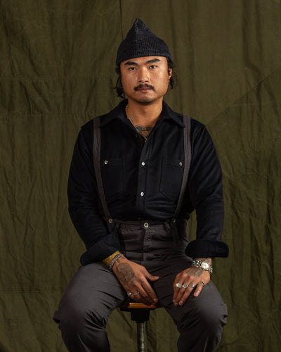 Black Sign Italian Cashmere Open Pocket Work Shirt - Royal Navy - Standard & Strange