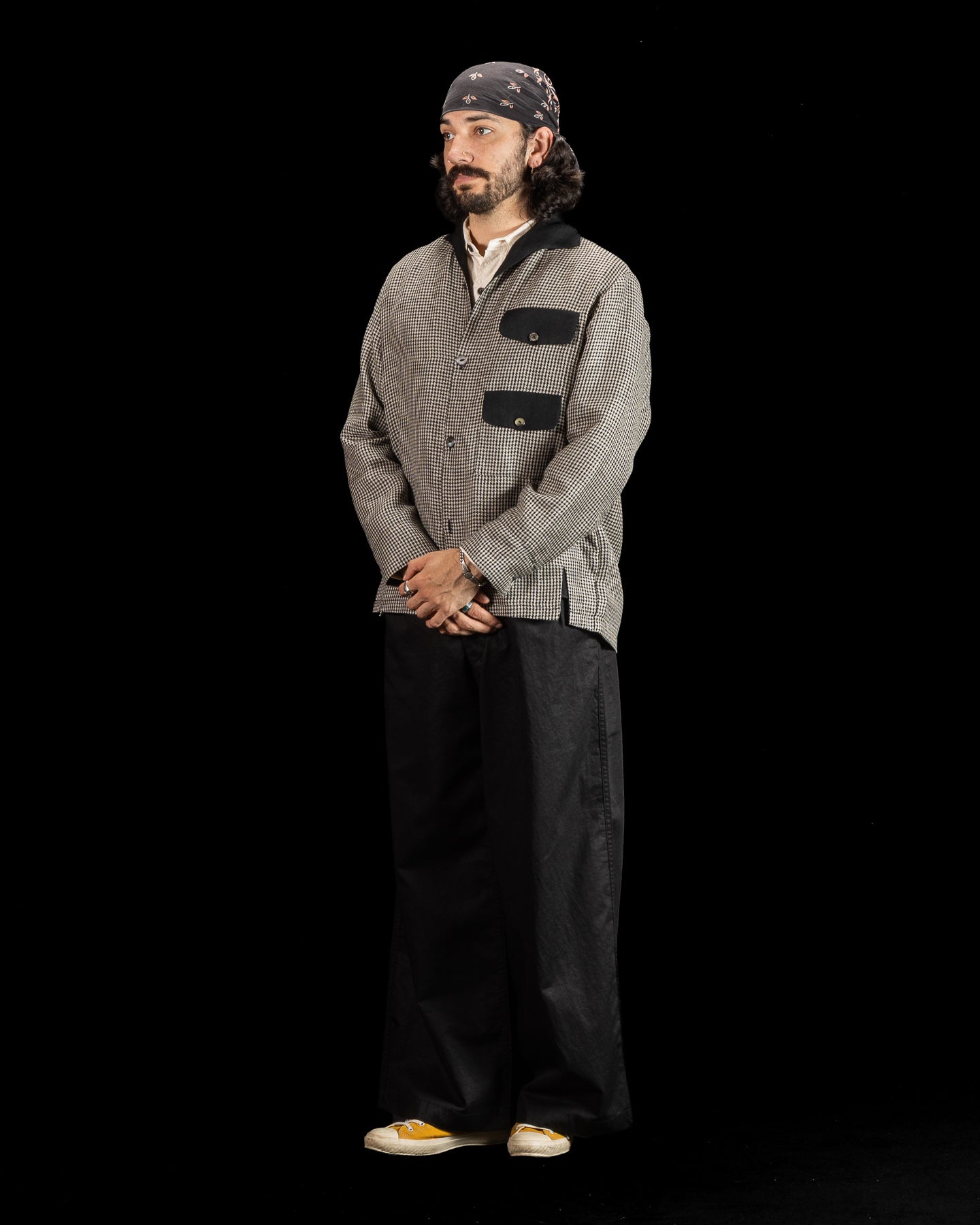 Black Sign Italian Collar 2 Tone "GIGORO" Jacket - Houndstooth - Standard & Strange