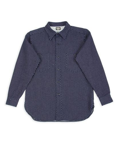 Black Sign Jacquard Cross Open Pocket Work Shirt - Dark Indigo - Standard & Strange