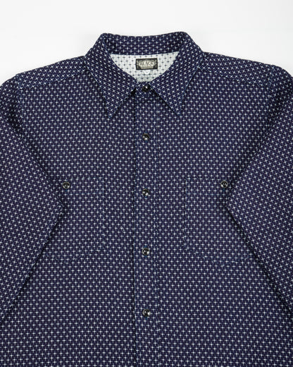 Black Sign Jacquard Cross Open Pocket Work Shirt - Dark Indigo - Standard & Strange