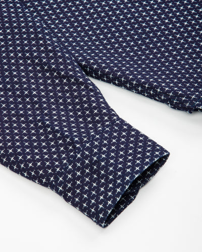 Black Sign Jacquard Cross Open Pocket Work Shirt - Dark Indigo - Standard & Strange