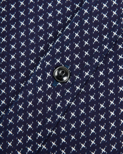 Black Sign Jacquard Cross Open Pocket Work Shirt - Dark Indigo - Standard & Strange