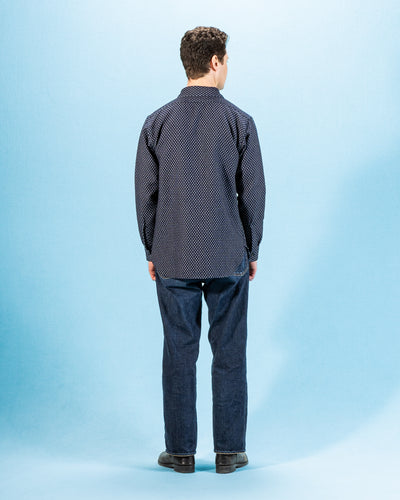 Black Sign Jacquard Cross Open Pocket Work Shirt - Dark Indigo - Standard & Strange