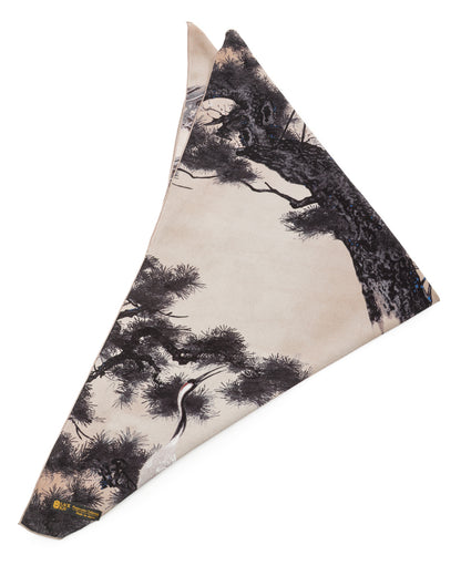 Black Sign "Jyakuchu Ito" Scarf - Hakutsuru-Zu - Standard & Strange