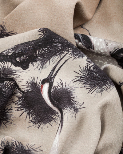 Black Sign "Jyakuchu Ito" Scarf - Hakutsuru-Zu - Standard & Strange