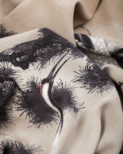 Black Sign "Jyakuchu Ito" Scarf - Hakutsuru-Zu - Standard & Strange