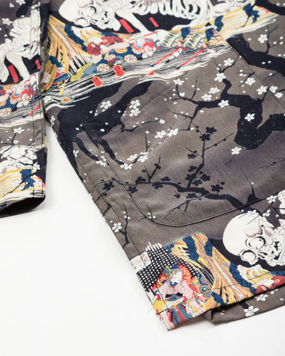 Black Sign "Kuniyoshi Utagawa" Night Hawaiian Shirt - Yozakura and Skull - Standard & Strange