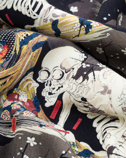 Black Sign "Kuniyoshi Utagawa" Night Hawaiian Shirt - Yozakura and Skull - Standard & Strange