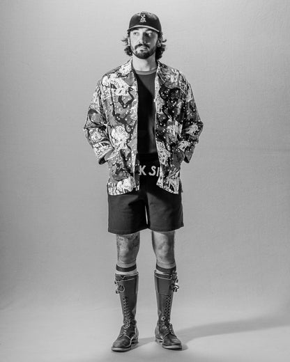 Black Sign "Kuniyoshi Utagawa" Night Hawaiian Shirt - Yozakura and Skull - Standard & Strange