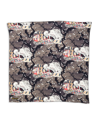Black Sign "Kuniyoshi Utagawa" Scarf - Yozakura and Skull - Standard & Strange