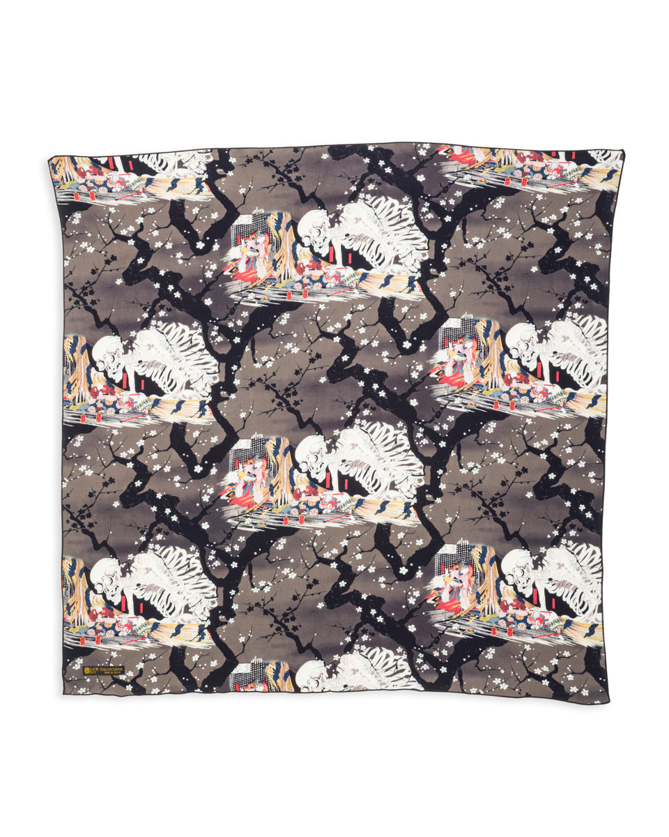 Black Sign "Kuniyoshi Utagawa" Scarf - Yozakura and Skull - Standard & Strange