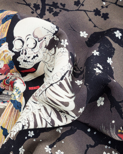 Black Sign "Kuniyoshi Utagawa" Scarf - Yozakura and Skull - Standard & Strange