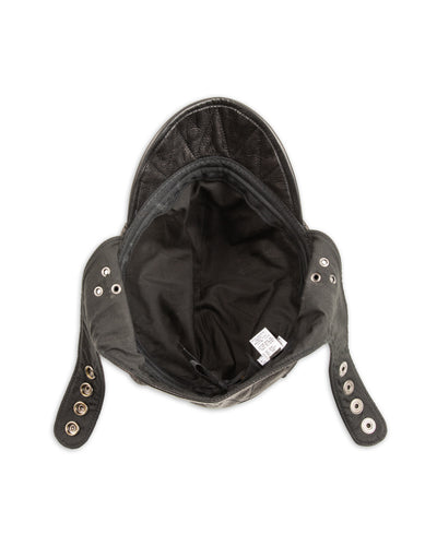 Black Sign Leather Aviator Cap - Mud Black - Standard & Strange