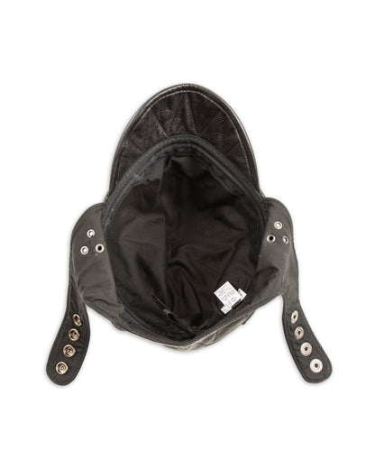 Black Sign Leather Aviator Cap - Mud Black - Standard & Strange