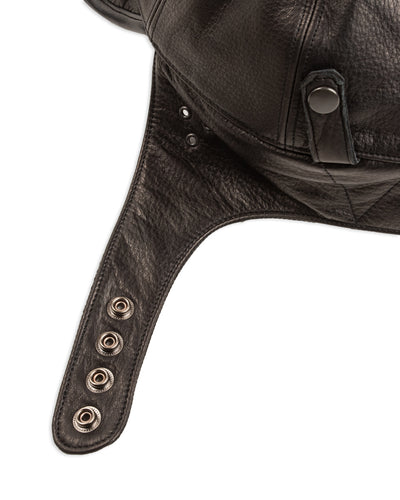 Black Sign Leather Aviator Cap - Mud Black - Standard & Strange