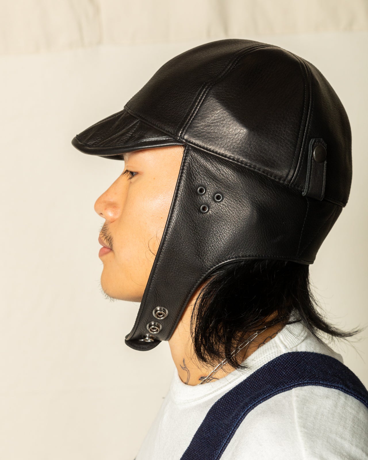 Black Sign Leather Aviator Cap - Mud Black – Standard & Strange