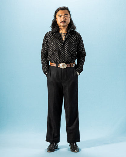 Black Sign Micro HBT Dobby Open Pocket Work Shirt - Midnight Black - Standard & Strange