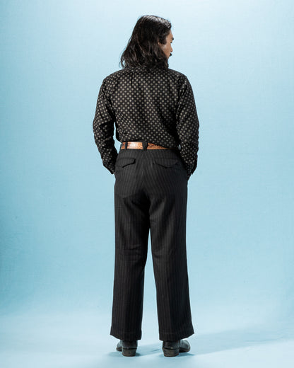 Black Sign Micro HBT Dobby Open Pocket Work Shirt - Midnight Black - Standard & Strange