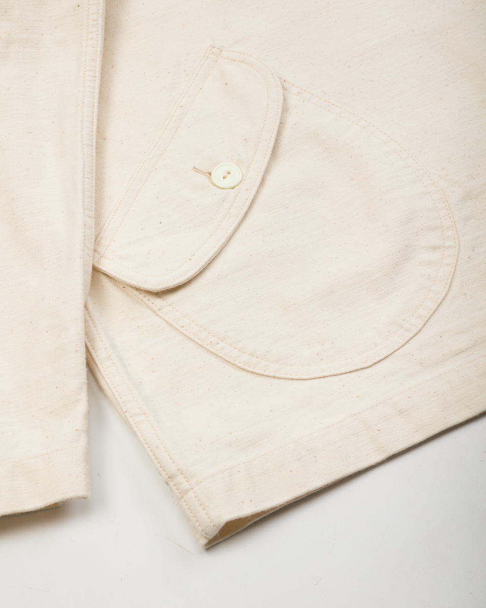 Black Sign Military Back Satin Hooded Deck Shirt - Sand White - Standard & Strange